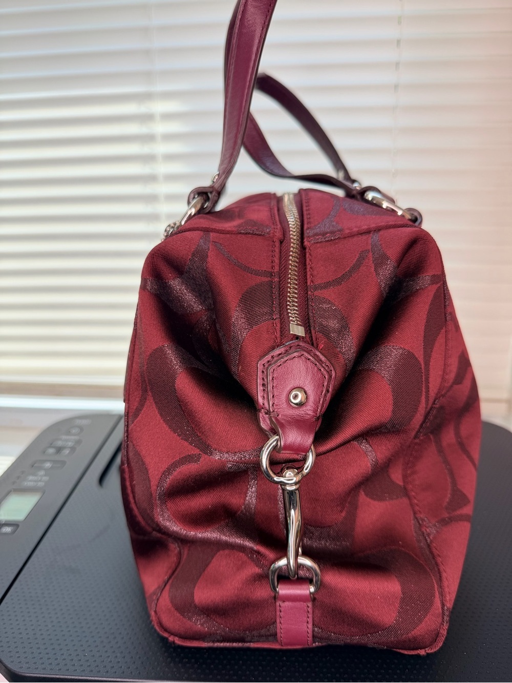 Coach Signature Satchel in Burgundy and Deep Red - Picture 4 of 15